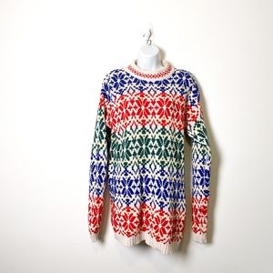 Vintage 1980s Oversized Knit Cottagecore Holiday Ski Winter Crewneck Sweater
